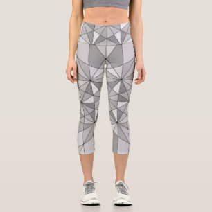 Leggings Capri Gris noir Mosaïque Triangle Motif rétro