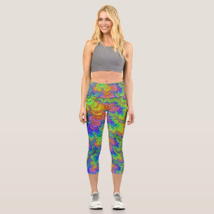 Leggings Capri Groovy Coloré Bohème Hippie Tripant Arc-en-ciel Fr