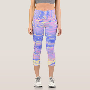 Leggings Capri Groovy Éclectique Quirky Ondulé Pastel Abstrait