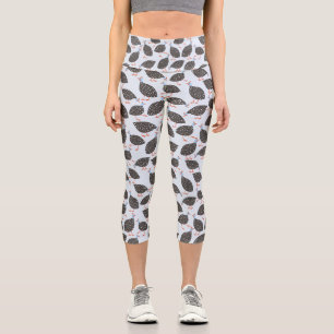 Leggings Capri Guinée Fowl Motif d'oiseaux