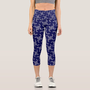 Leggings Capri Guirlande de Noël Bleue, Décoration de Noël, Xmas
