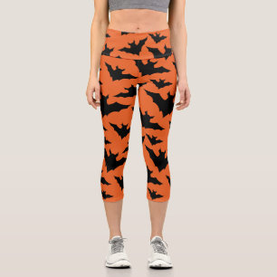 Leggings Capri Halloween chauves-souris noires orange cool éffray