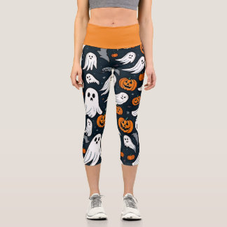 Leggings Capri Halloween éffrayant et Citrouille