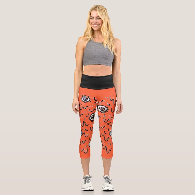 Leggings Capri Halloween Œil Fantomatique qui Dégouline  (Recto)