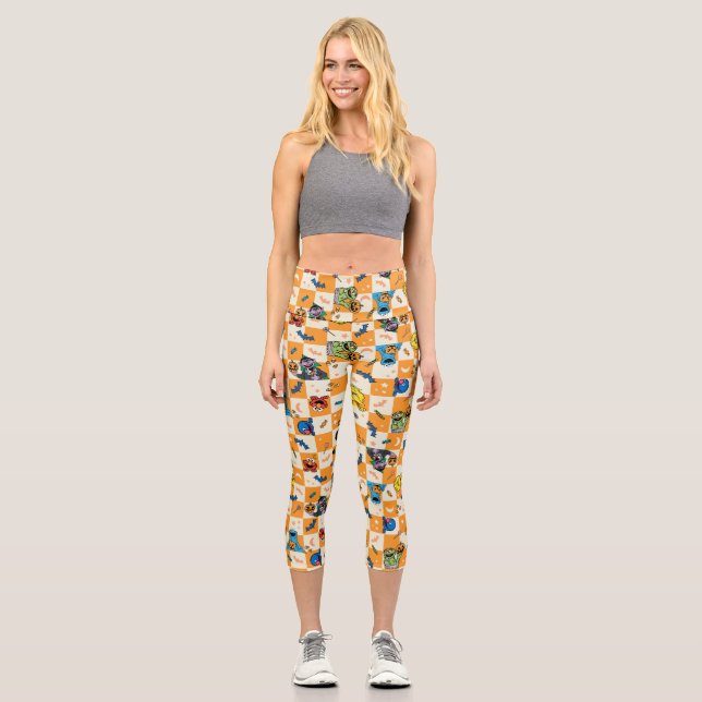 Leggings Capri Halloween rue Sésame À damiers Motif (Recto)