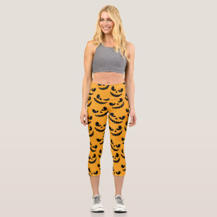 Leggings Capri Halloween : visages effrayants, style vintage.