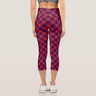 Leggings Capri Hamilton tartan rouge bleu violet plaid