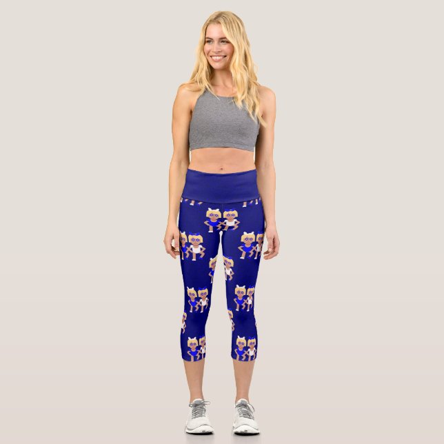 Leggings Capri hanoukka bleu lapin oreille jumeaux (Recto)