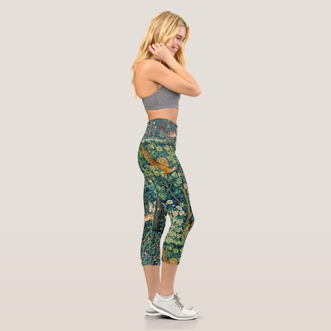 Leggings Capri Hares d'ANIMAUX FORESTIERS, Oiseau de faisan, Vert (Droite)