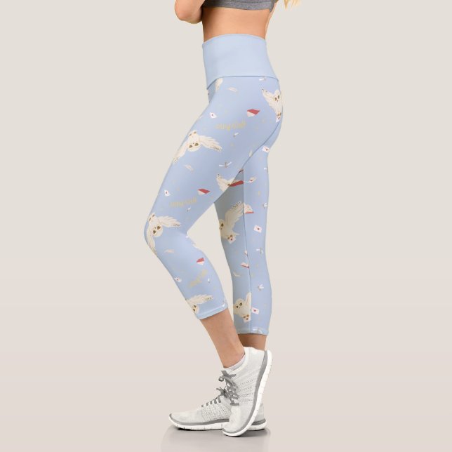 Leggings Capri Hedwig Owl Post Letters and Books Pattern (Gauche)