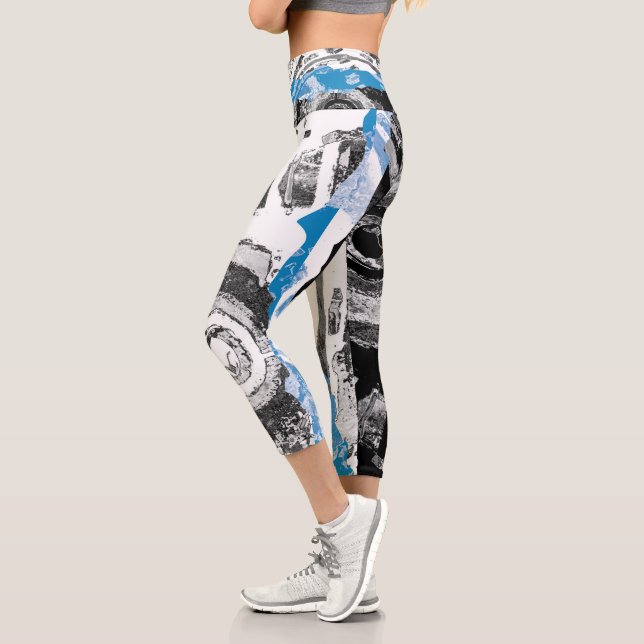Leggings Capri High Waisted Capris Wave Mecanism Abstract Design (Gauche)