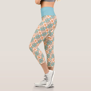 Leggings Capri Hip Orange Jaune Turquoise bleu Oriental Art