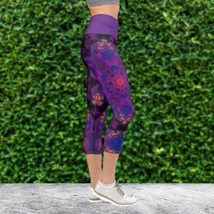Leggings Capri Hippie psychédélique Jambes violettes et bleues