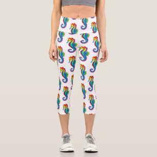 Leggings Capri Hippocampe polygonal arc-en-ciel