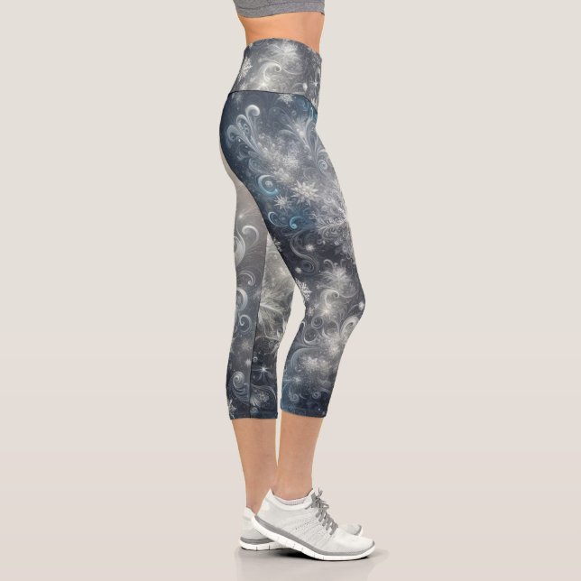 Leggings Capri Hiver Silver et Fléau de neige bleu (Droite)