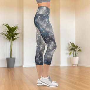 Leggings Capri Hiver Silver et Fléau de neige bleu