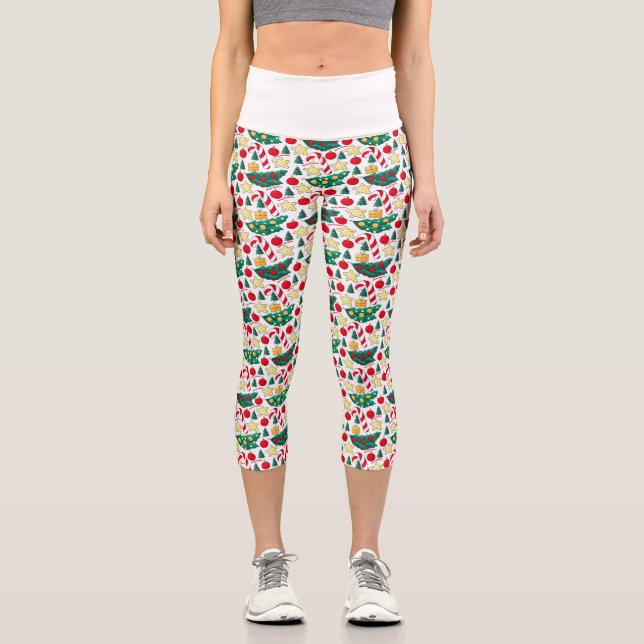Leggings Capri Holiday Pattern High Waisted Capris (Recto)