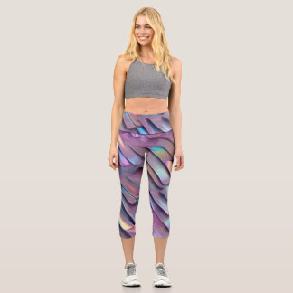 Leggings Capri Holographie abstraite/iridescente futuriste