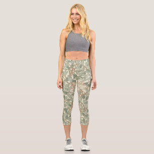 Leggings Capri Honeysuckel Floral Wallpaper William Morris