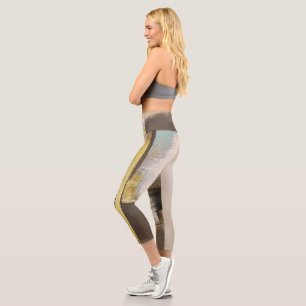 Leggings Capri Horizon Doré – Paysage Abstrait Minimaliste