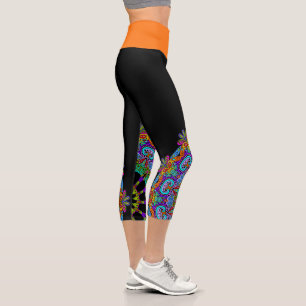 Leggings Capri Horloge à main peinte Mandala 24