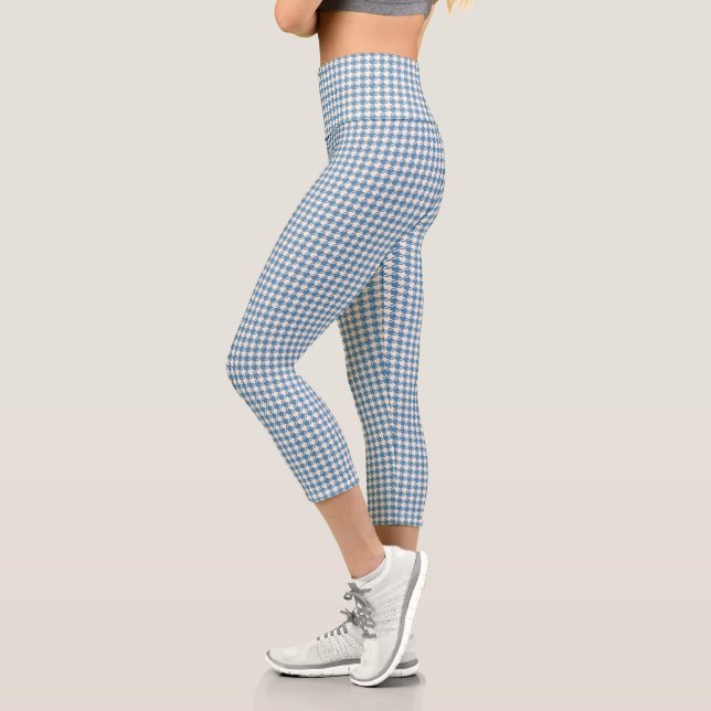 Leggings Capri Houndstooth Blue+Cream Sml Motif (Gauche)