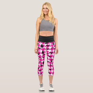 Leggings Capri houndstooth rose halloween chauve-souris
