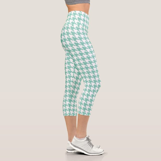 Leggings Capri Houndstooth turquoise et blanc (Droite)
