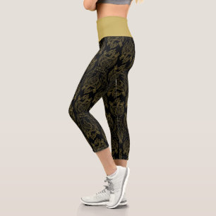 Leggings Capri HOUSE of the Dragon Gold Filigree Dragon Pattern