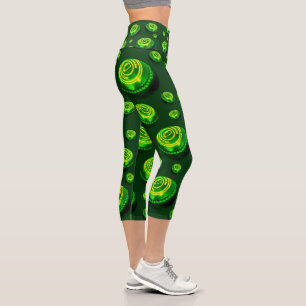 Leggings Capri Huile Verte Peint Pelouse Bowls Capri Leggings,