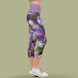 Leggings Capri Hydrangea Florale Violet Botanique Chic