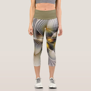 Leggings Capri Illusion d'optique abstrait 3D fractal avec profon