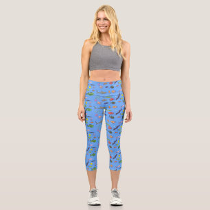 Leggings Capri Illustration amusante de créatures marines