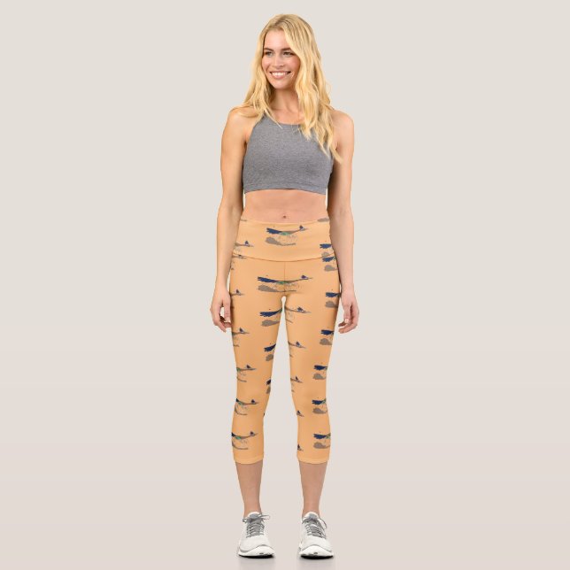 Leggings Capri Illustration amusante de la caricature d'oiseau du (Recto)