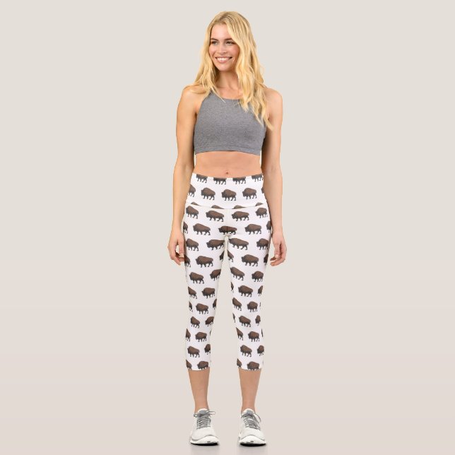 Leggings Capri Illustration de bison (Recto)