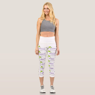 Leggings Capri Illustration de carte de grenouille verte mignonne