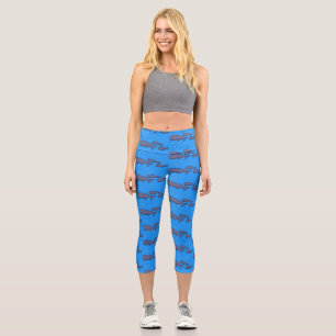 Leggings Capri Illustration de mignonne migratrice de baleines à