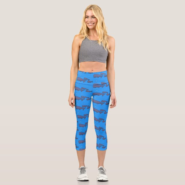 Leggings Capri Illustration de mignonne migratrice de baleines à  (Recto)