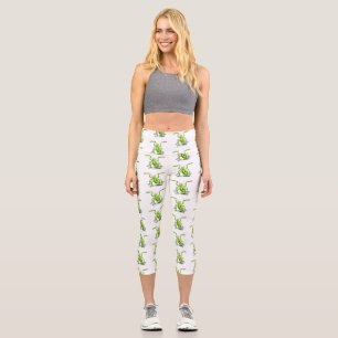 Leggings Capri Illustration drôle de mante verte en prière