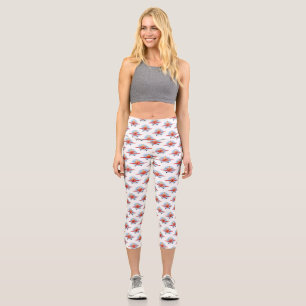 Leggings Capri Illustration d'un avion rouge volant mignon