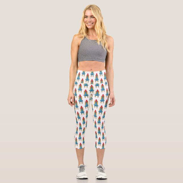 Leggings Capri Illustration d'un vaisseau de fusées (Recto)
