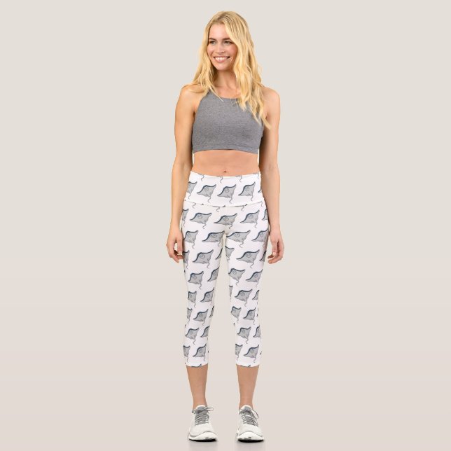 Leggings Capri Illustration d'une caricature de poisson stingray (Recto)