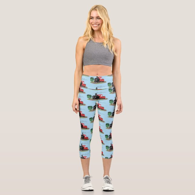 Leggings Capri Illustration d'une locomotive à vapeur mûre (Recto)