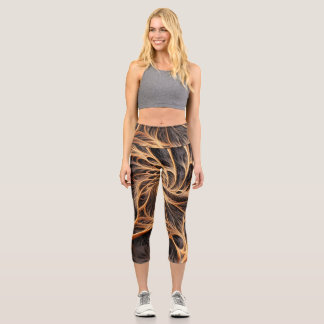 Leggings Capri Image Abstraite - 3D Fractal, art numérique, braun