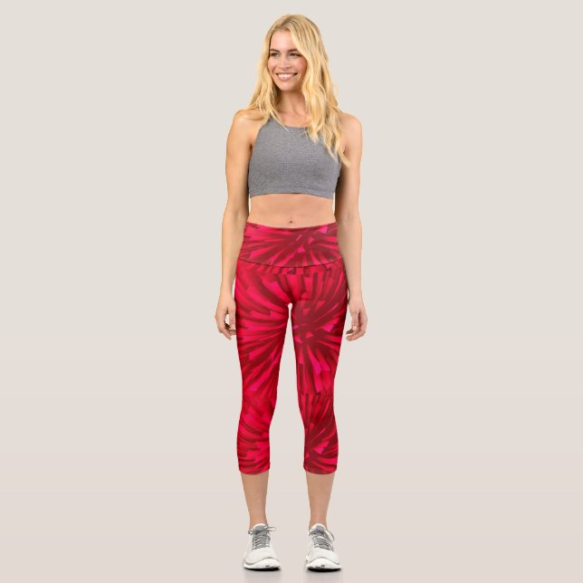 LEGGINGS CAPRI IMAGE ABSTRAITE ROUGE ASTRAL (Recto)