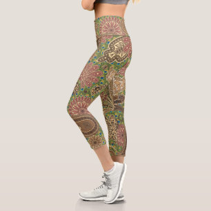Leggings Capri Imaginaire d'or de corail chaud Poster de animal P