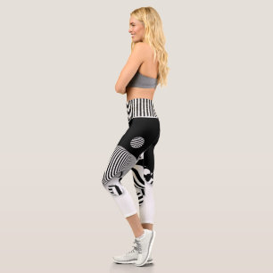 Leggings Capri Impression noir et blanc