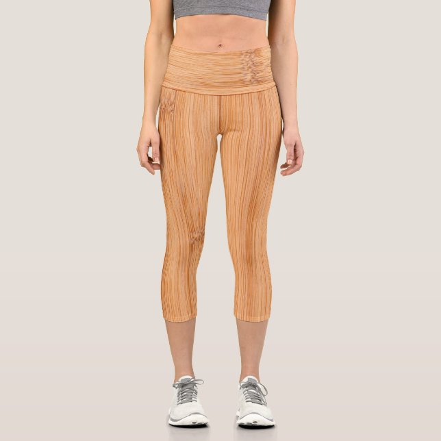 Leggings Capri imprimé en bambou marron clair cool (Recto)