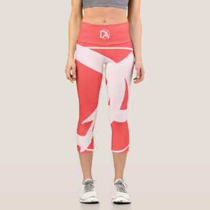 Leggings Capri Initiales surdimensionnées en rosé et rouge