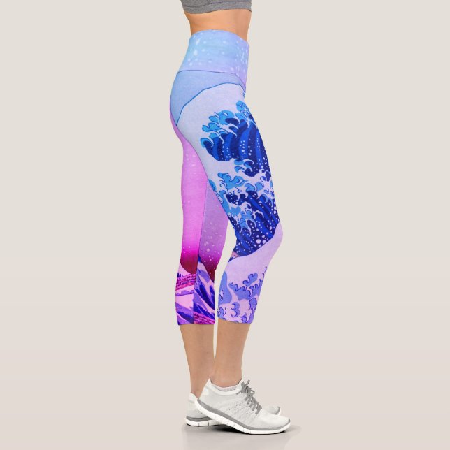 Leggings Capri Japon - Art japonais (Grande vague au large de Kan (Droite)